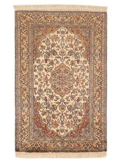Håndknyttet. Opphav: India Kashmir ren silke 24 / 24 Quality Teppe 62x95