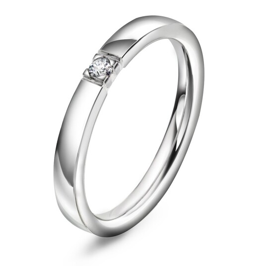 Pan Jewelry, Lady alliansering i 585 hvitt gull med diamant 0,05 ct