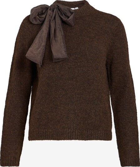 Vila Vibows Highneck L/S Detail Knit Top Brown XS Vila Vibows Highneck L/S Detail Knit Top Brown XS
