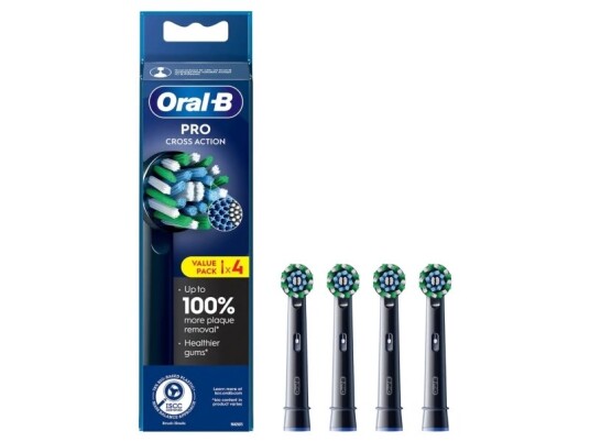 Oral B Pro Cross Action Erstatningsbørstehoder 4 Stk Sort