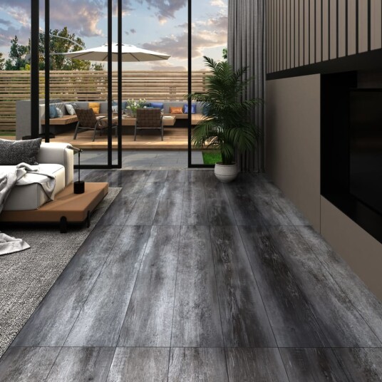 Selvklebende PVC-gulvplanker 5,21 m² 2 mm skinnende grå