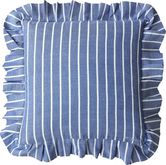 Mimou Pute med volang Stripe Blå