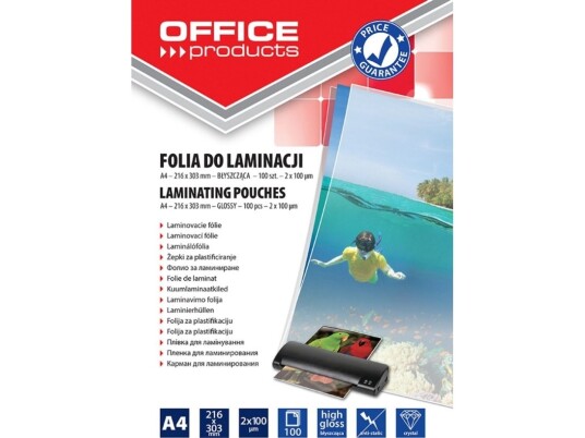 Kontorprodukter Kontorprodukter Lamineringsfilm A4 2X100mic Glanset 100 Stk Transparent 20325425-90