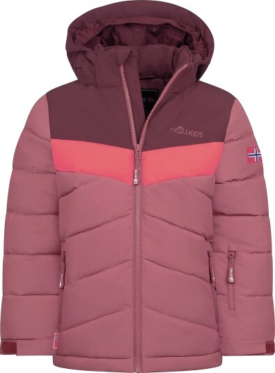 TrollKids Girls Gryllefjord Jacket   FROZEN BERRY/DEEP RUBY   128