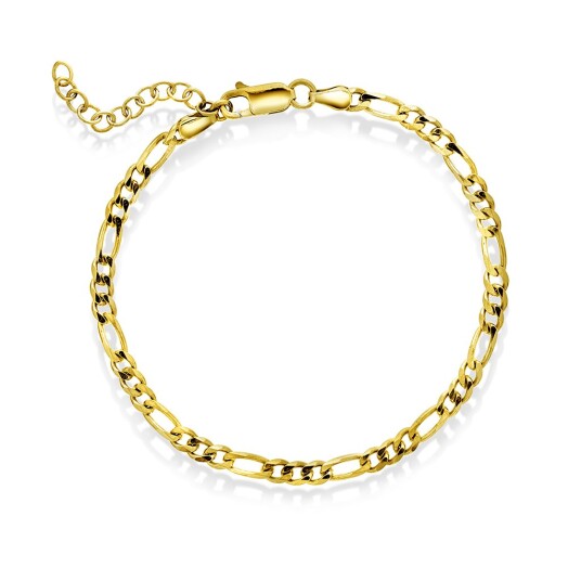 Pan Jewelry, Figaro armbånd i forgylt 925 sølv, 19 cm