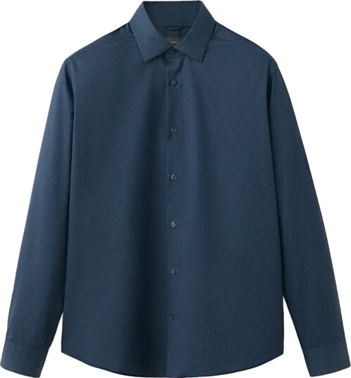 Mango Slim Fit Striped Cotton Shirt Blue M