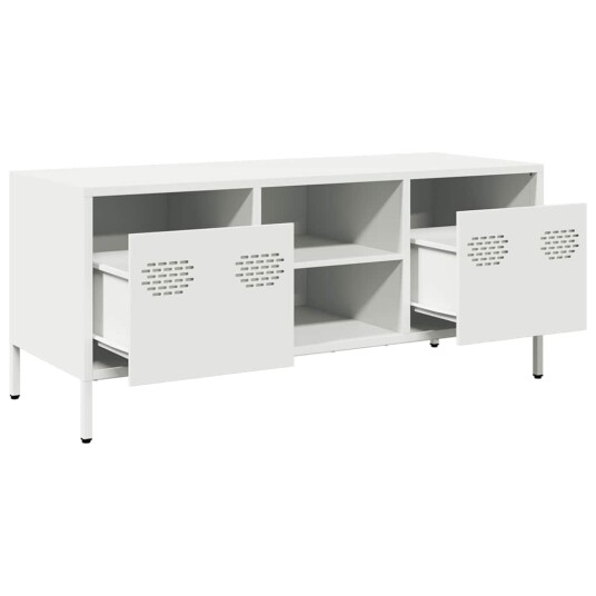 TV-benk hvit 101,5x39x43,5 cm kaldvalset stål 8721102930607 TV-benk hvit 101,5x39x43,5 cm kaldvalset stål 8721102930607