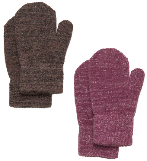 CeLaVi Votter Ull/Polyester stoff 2 pack Mellow Mauve m. G CeLaVi 3 6 år Votter Brun Lilla