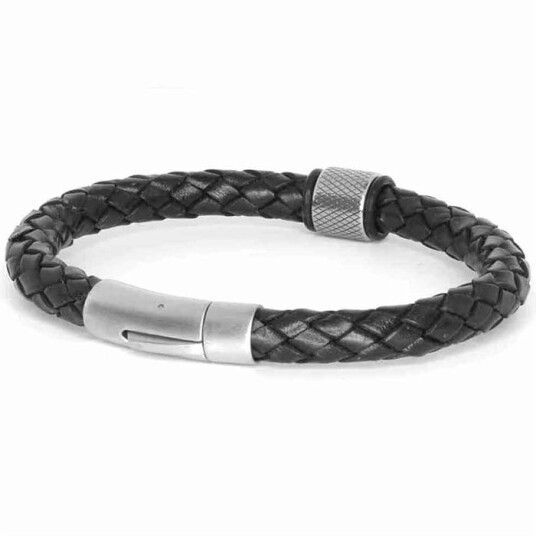 MenX - 8mm svart skinn flettet armbånd MenX - 8mm svart skinn flettet armbånd