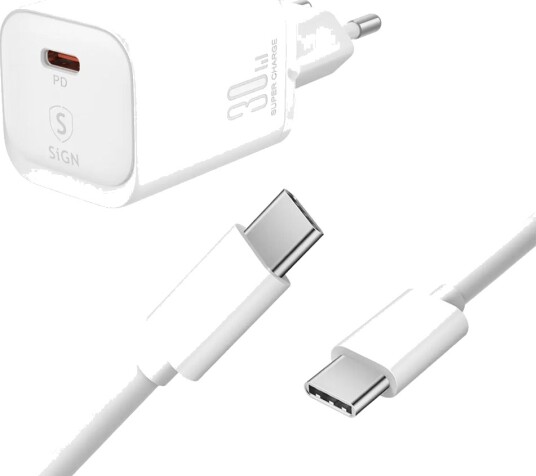 SiGN Google / Sony Xperia 30W hurtiglader med USB-C-kabel, 2m SiGN Google / Sony Xperia 30W hurtiglader med USB-C-kabel, 2m