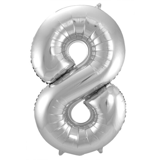 8-formet tall folieballong (sølv, 86 cm)