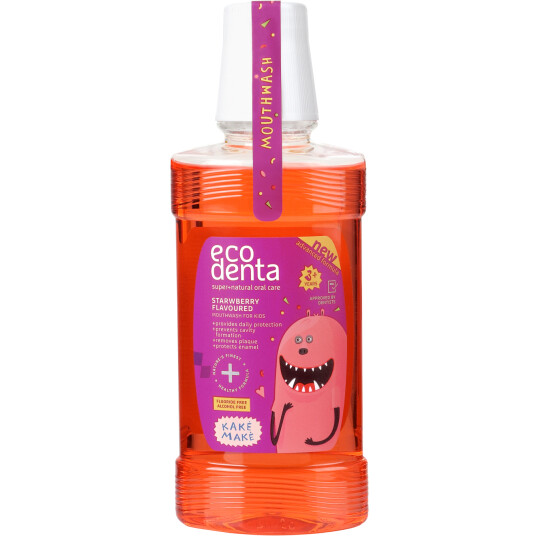 Naturlig Munnvann for barn ECODENTA Kids Xylitol Strawberry 250 ml