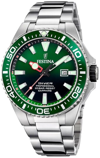 Festina Herreklokke F20663 2 Diver Grønn/Stål Ø46 mm