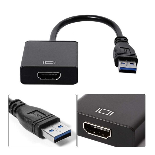 Estore USB 3.0 Til HDMI Adapter Svart