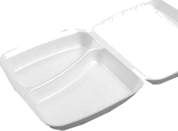 Termobakke 2 Rum 247X198x75 Mm Hængslet Låg Xps Hvid Hp 4/2 Tt,2 Pk X 125 Stk/Krt