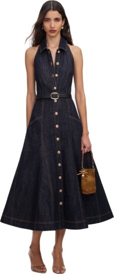 Self Portrait Denim halterneck midi dress UK 12 blå dame