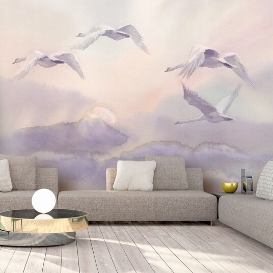 Fototapet Flying Swans 200x140 - Finnes i flere størrelser