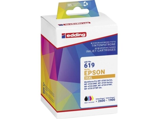 Edding Blæk Erstatter Epson T3596 T3591 T3592 T3593 T3594 35Xl Kompatibel Kombi-Pakke Sort Cyan Magenta Gul Edd-619 18-619-01