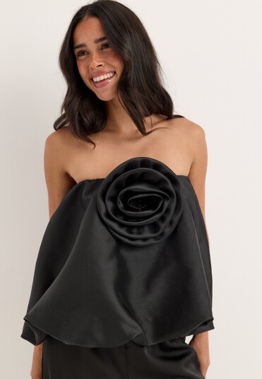 Bubbleroom Occasion Rose Bubble Hem Satin Mini Skirt/Top