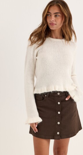 Bubbleroom Denim Button Mini Skirt