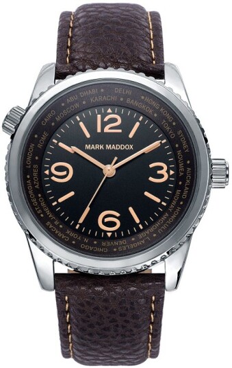 Mark Maddox Herreklokke HC6015 54 Classic Sort/Lær Ø42 mm