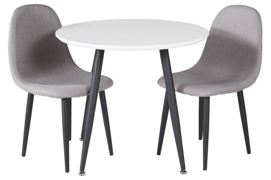Venture Design Plaza & Polar spisegruppe Hvit/grå 2 st stoler & bord 60 cm