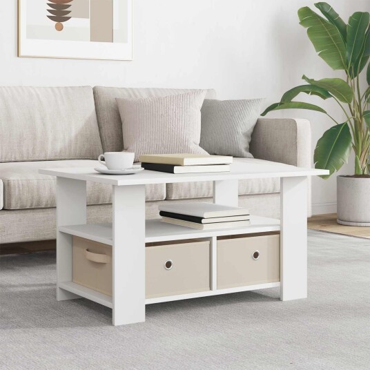 Kaffebord med skuff Hvit 77 x 55 x 42 cm Konstruert tre
