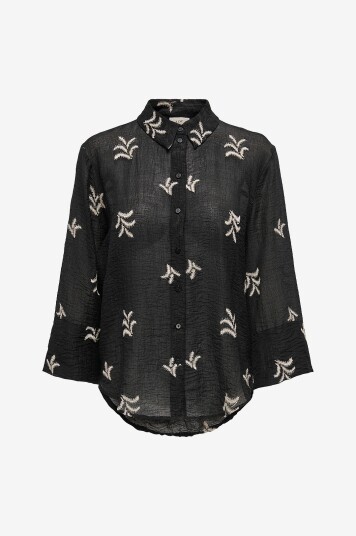 JDY - Skjorte jdyTheo 7/8 Embroidery Shirt Wvn - Svart
