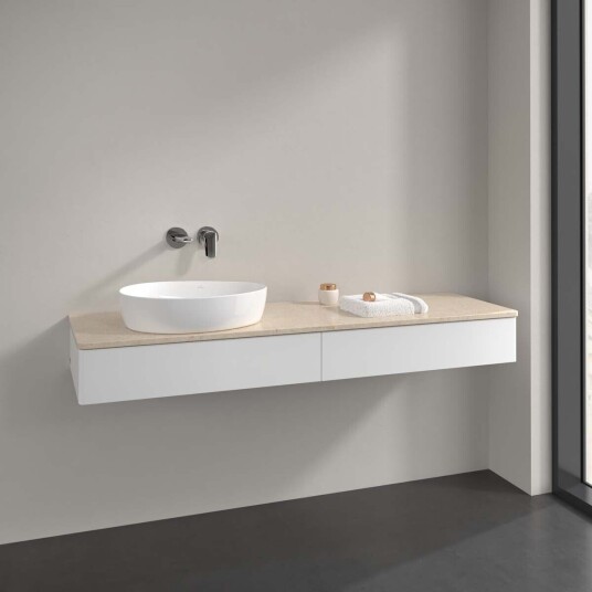 Villeroy & Boch Antao Servantskap med 2 skuffer 160x50x19 cm m/lys Hvit Matt/Crème