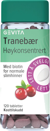 Gevita Tranebær Høykonsentrert, 120 tabletter Gevita Tranebær Høykonsentrert, 120 tabletter