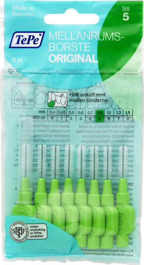 Tepe Original Mellomromsbørster 0.8mm 8pack 0.8 mm 8 Stk. Tepe Original Mellomromsbørster 0.8mm 8pack 0.8 mm 8 Stk.