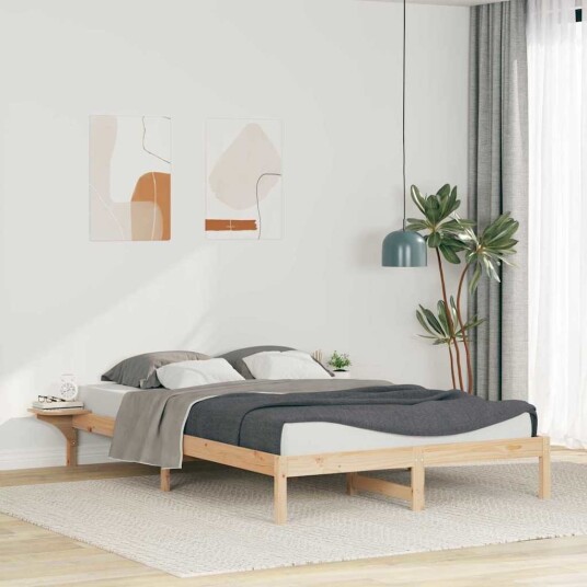  Sengestamme med Sidebord Naturlig 160 x 220 cm Massiv furu