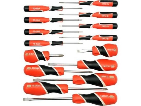 Yato Skrutrekkersett 15 Deler Flatt, PH og Torx i S2 Stål Yato Skrutrekkersett 15 Deler Flatt, PH og Torx i S2 Stål