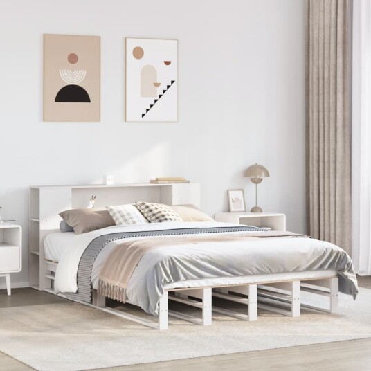  Seng med bokhylle uten madrass hvit 135x190 cm heltre 8721158626813