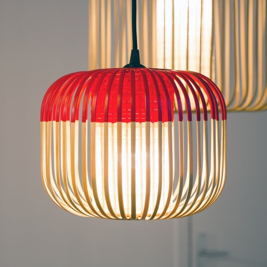 Hengelampe Forestier Bamboo dimmbar Rød Stue Bambus Design 20 Rød