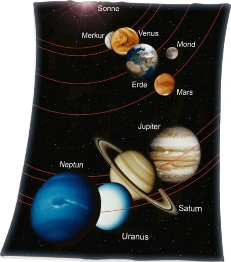 Solsystem Fleece Tæppe   130 X 160 Cm