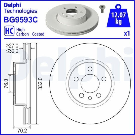 Bremseskive DELPHI BG9593C