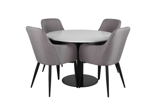 Venture Design Razzia & Comfort spisegruppe Hvit/grå 4 st stoler & bord 106 cm