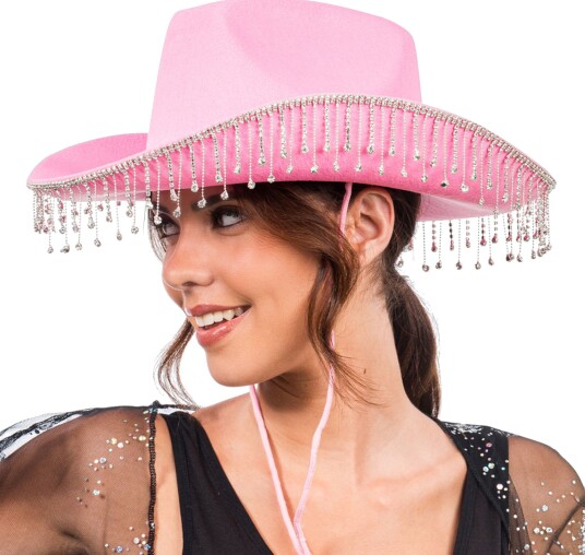 Chaks Cowboyhatt med strass rosa One size 14102-04