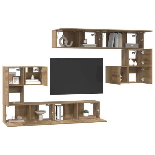 TV benksett Veggmontert 8 pcs artisan eik TV benksett Veggmontert 8 pcs artisan eik