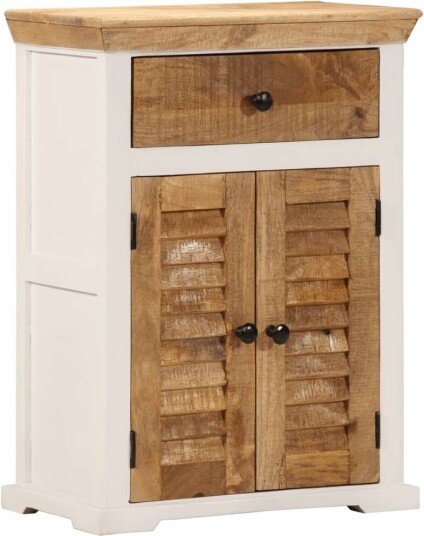 Skjenk hvit og brun 55x30x73 cm grovt heltre mangotre 8721102692901