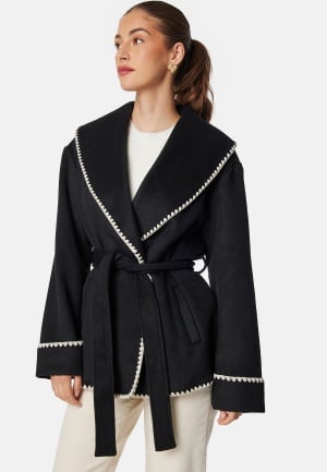 BUBBLEROOM Shawl Collar Wool Blend Jacket Black XS BUBBLEROOM Shawl Collar Wool Blend Jacket Black XS