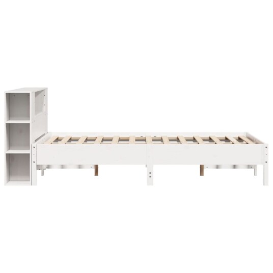 Seng med bokhylle uten madrass hvit 120x200 cm heltre furu 3322835