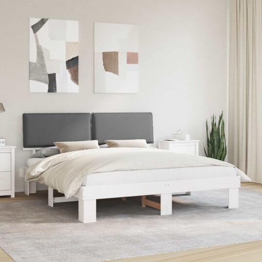Sengeramme med Polstret Hodegjerde Lysegrå 200 x 200 cm Sengeramme med Polstret Hodegjerde Lysegrå 200 x 200 cm