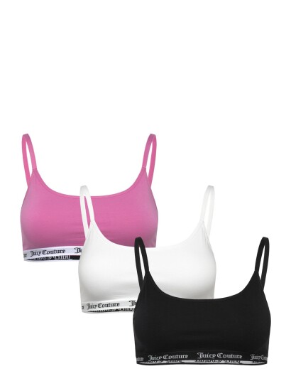 Juicy Couture 3 Pack Cotton Ren Scoop Bralette Pink L