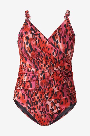 Zizzi Badedrakt sMikka Wrap Swimsuit Aop Rød