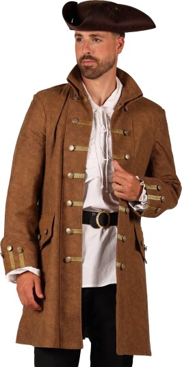 Piratjakke Brun Herre Deluxe - Medium