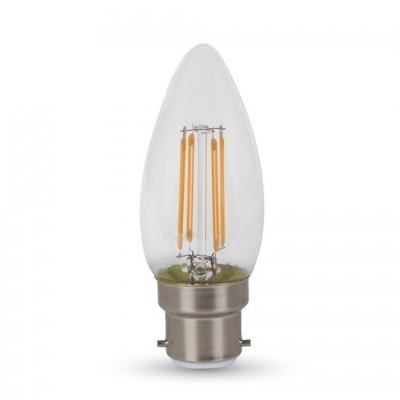 V-Tac 4W LED stearinlyspære - Samsung LED chip, Karbon filamenter, B22 - Dimbar : Ikke dimbar, Kulør : Varm