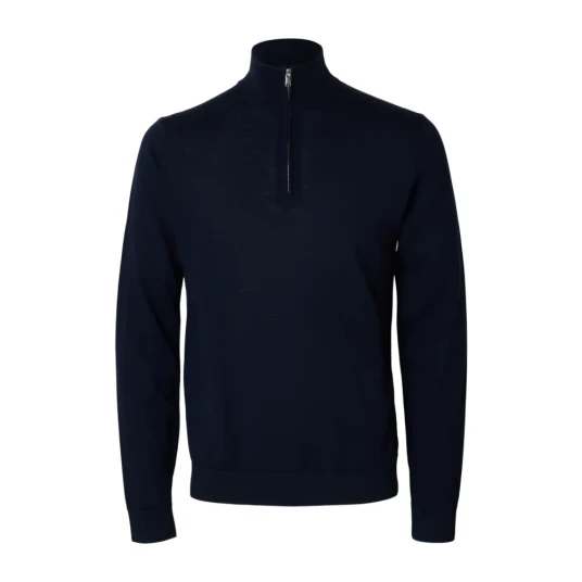 Selected Homme Genser slhTray LS Knit Merino Half Zip Blå