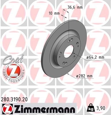Bremseskive ZIMMERMANN 280.3190.20